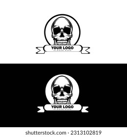 skull head cartoon character vector logo templates