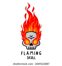 skull head character vector with fire