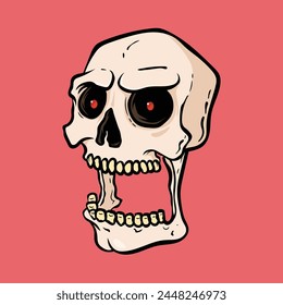 Skull head character vector illustration. Mascot, brand design concept.
