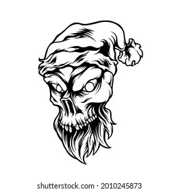 Skull Head Christmas Silhouette Illustration for your business or merchandise