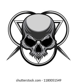 Skull head with circle ornament vector illustration