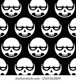 Skull Head circle pattern background illustration vector design template