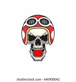 skull head with classic helmet hand drawing
