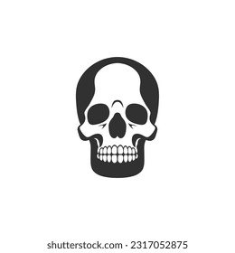 Skull head Clip art of bone face silhouette vector, Calavera symbol, halloween icon, skeleton tattoo. isolated on white background.