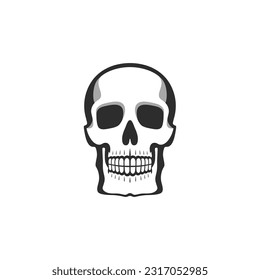 Skull head Clip art of bone face silhouette vector, Calavera symbol, halloween icon, skeleton tattoo. isolated on white background.