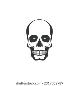 Skull head Clip art of bone face silhouette vector, Calavera symbol, halloween icon, skeleton tattoo. isolated on white background.