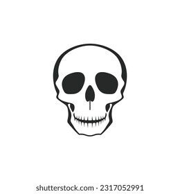 Skull head Clip art of bone face silhouette vector, Calavera symbol, halloween icon, skeleton tattoo. isolated on white background.