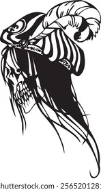 Skull Head clip art illustration vector streetwear element tattoo sticker 