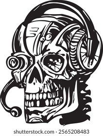 Skull Head clip art illustration vector streetwear element tattoo sticker 