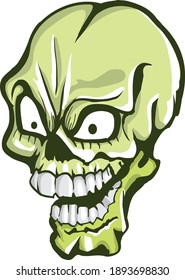 skull head with color, angry skull