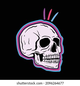 skull head colorful hand drawing for tattoo,design tshirt,and many more.free vector