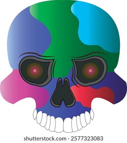 Skull head with colorful vector illustration