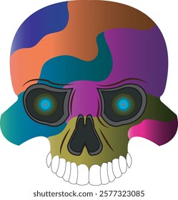 Skull head with colorful vector illustration