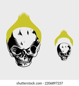 skull head with cool color unique hair