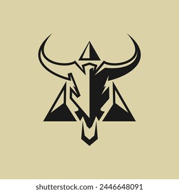 	
Vector de diseño de logotipo de vaca de cabeza de calavera