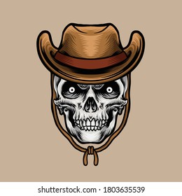 skull head with cowboy head