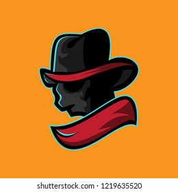 skull head with cowboy hat logo
