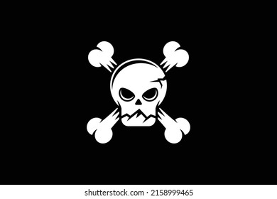 Skull head and cross bone logo icon vector
