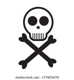 skull head and cross bones vector design. danger warning symbol