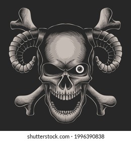 Skull head crossbone vector illustration for your company or brand