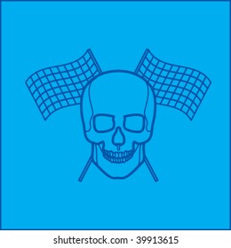 skull head with crossed checkered flags blueprint