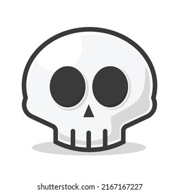 Skull Head in cute kawaii cartoon style vector flat design illustration asset element for content or icon isolated editable