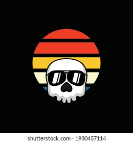 Skull head cute mascot design 
