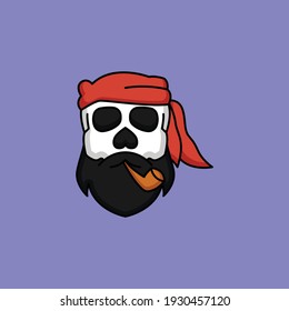 Skull head cute mascot design 