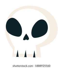 Skull head design of death horror tattoo decoration dark culture and bone theme Vector illustration