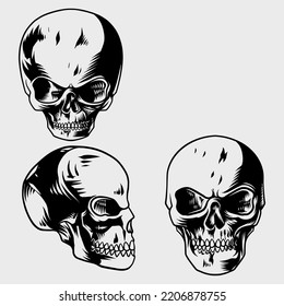 skull head detail set with different styles