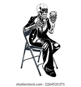 Skull Head Drawing Illustration