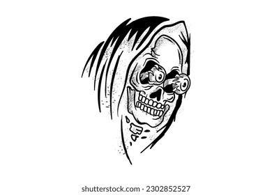Skull head drawing vector design ideas