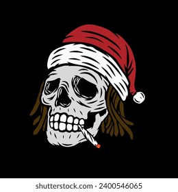 cabeza de cráneo dreadlocks santa hat y la marihuana