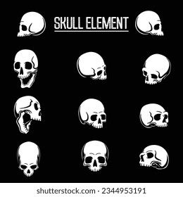 Skull head element set vector illustration for your company or brand