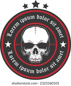 Skull head emblem logo design