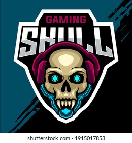 Skull head esport game logo design