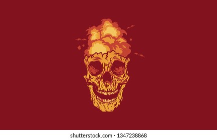 Skull Head Explotions Vector Illustration