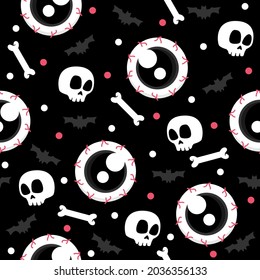 Skull head with eyes halloween pattern illustrations
