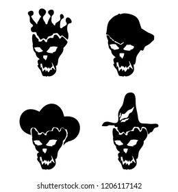 Skull head face death man crown hat logo icon sign Hand drawn Creative modern design Fashion print for clothes apparel greeting invitation card picture banner poster flyer websites Vector illustration