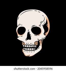 Skull head 
facing forward with vintage style