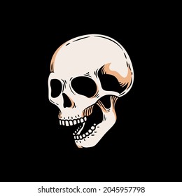 Cabeza de cráneo orientada a la derecha con estilo vintage