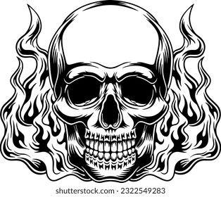 skull head with fire effect