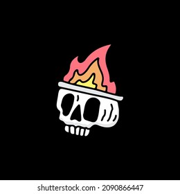 Skull head with fire. illustration for t shirt, poster, logo, sticker, or apparel merchandise.