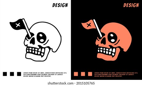 skull head with flags in the eye. illustration for t shirt, poster, logo, sticker, or apparel merchandise.