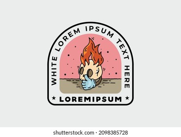 skull head with flame and thumb up illustration design