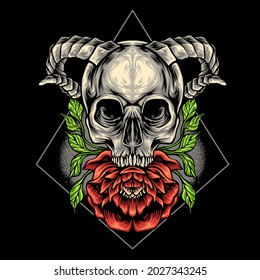 The Skull Head And Flower