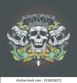 Skull head in forest vector