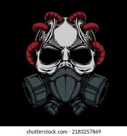 SKULL HEAD WITH GAS MASK VECTOR ILLUSTRATION