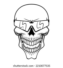 
skull head with glasses design vector illustration draw drawing