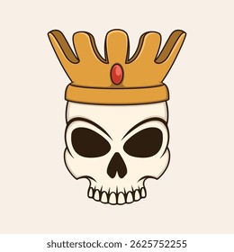 Skull head with gold crown. Vector illustration